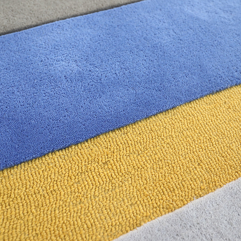 Blue yellow orange wool carpets custom size 