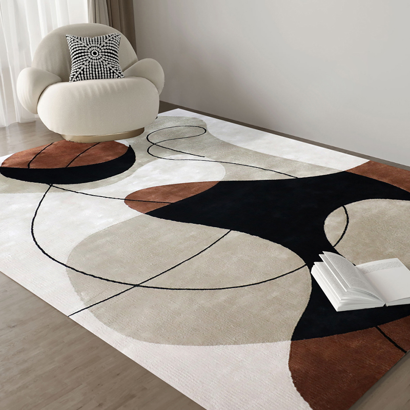 Choclate black beige handtuft wool carpet living room rugs