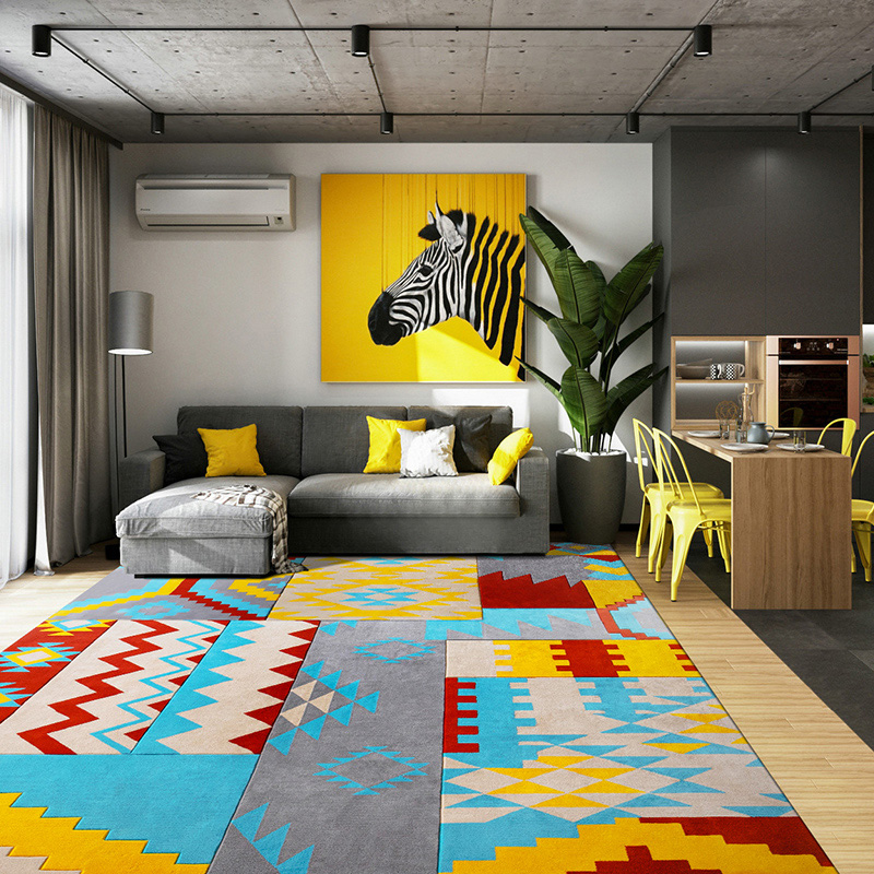 Europe city wool carpets blue yellow