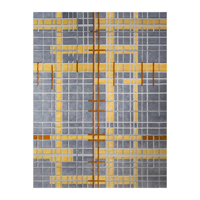 Grey yellow square rugs wool carpets floor carpet