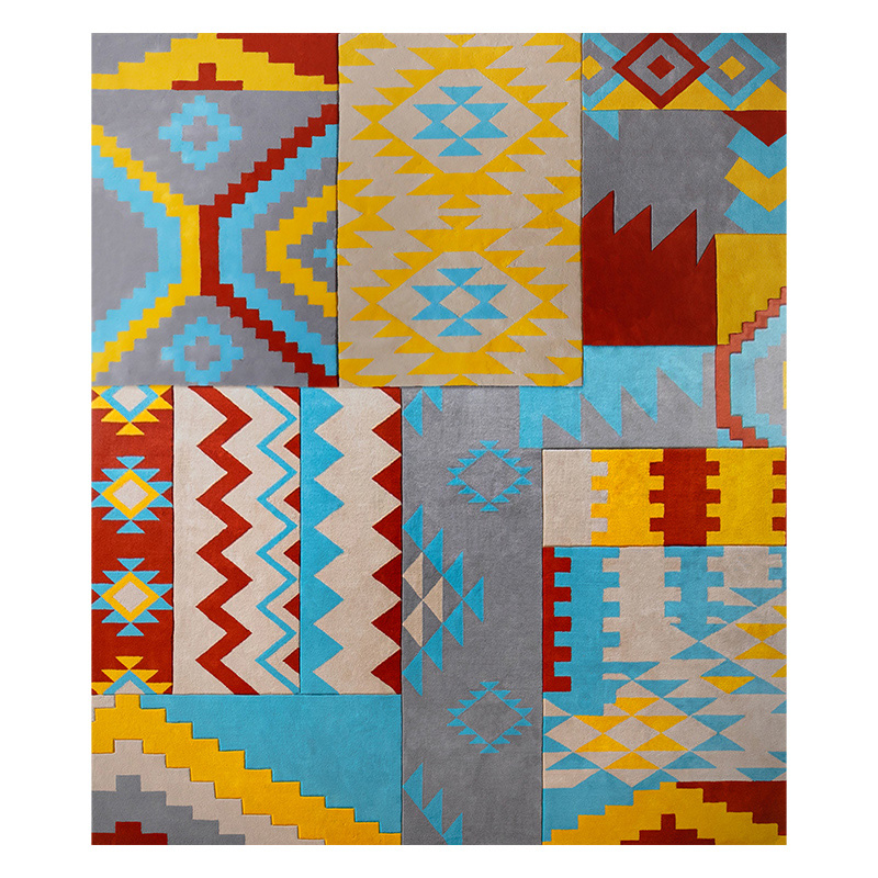 Europe city wool carpets blue yellow