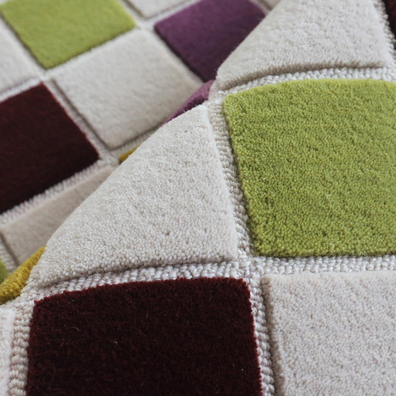 Purple Green White Square Carpet Home Floor Living Room Rugs 