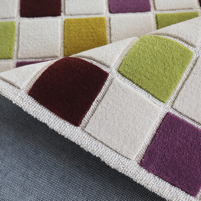 Purple Green White Square Carpet Home Floor Living Room Rugs 