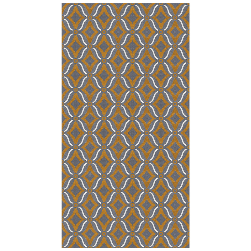 Yellow Grey White High Cut Low Loop Geometric Carpet Rugs