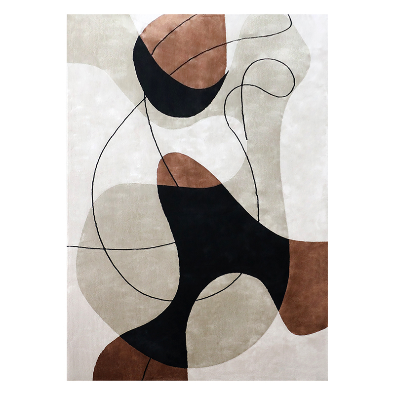 Choclate black beige handtuft wool carpet living room rugs