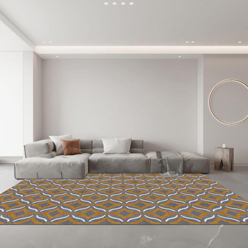 Yellow Grey White High Cut Low Loop Geometric Carpet Rugs