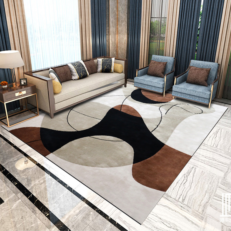 Choclate black beige handtuft wool carpet living room rugs