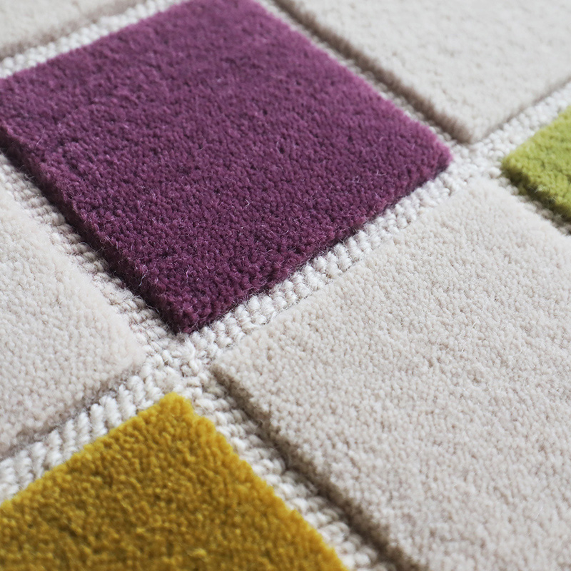 Purple Green White Square Carpet Home Floor Living Room Rugs 