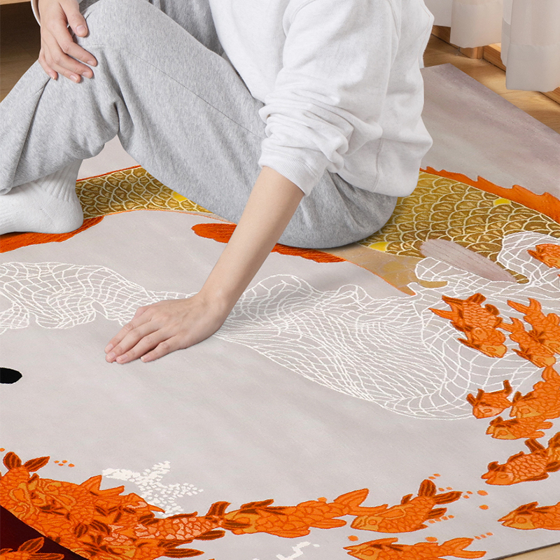 Wool Bamboo Girl Fishing Corful Rug