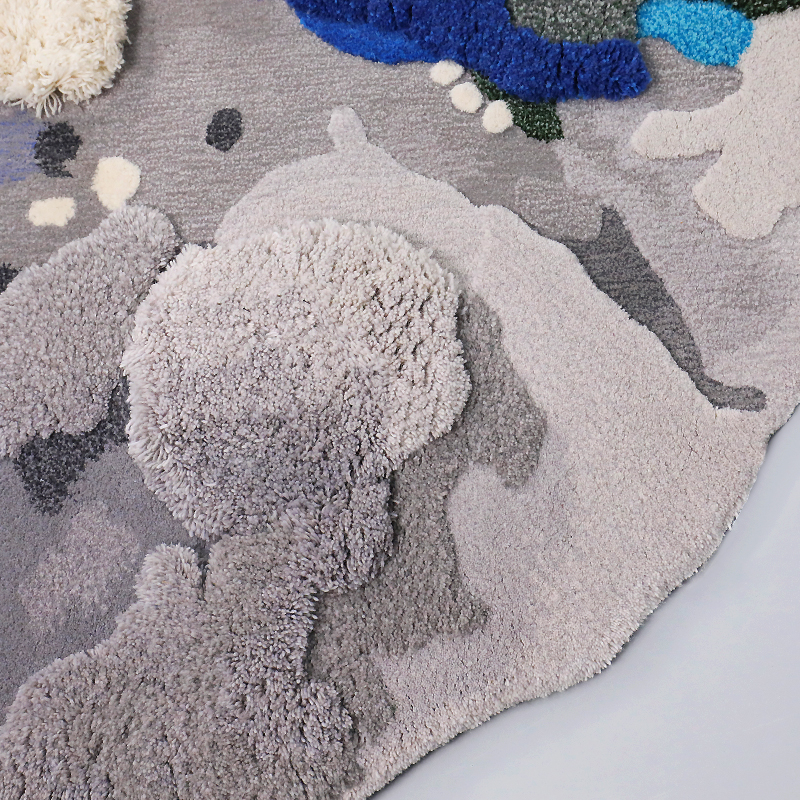 Purple Light Grey Blue Seaweed Floor Carpets