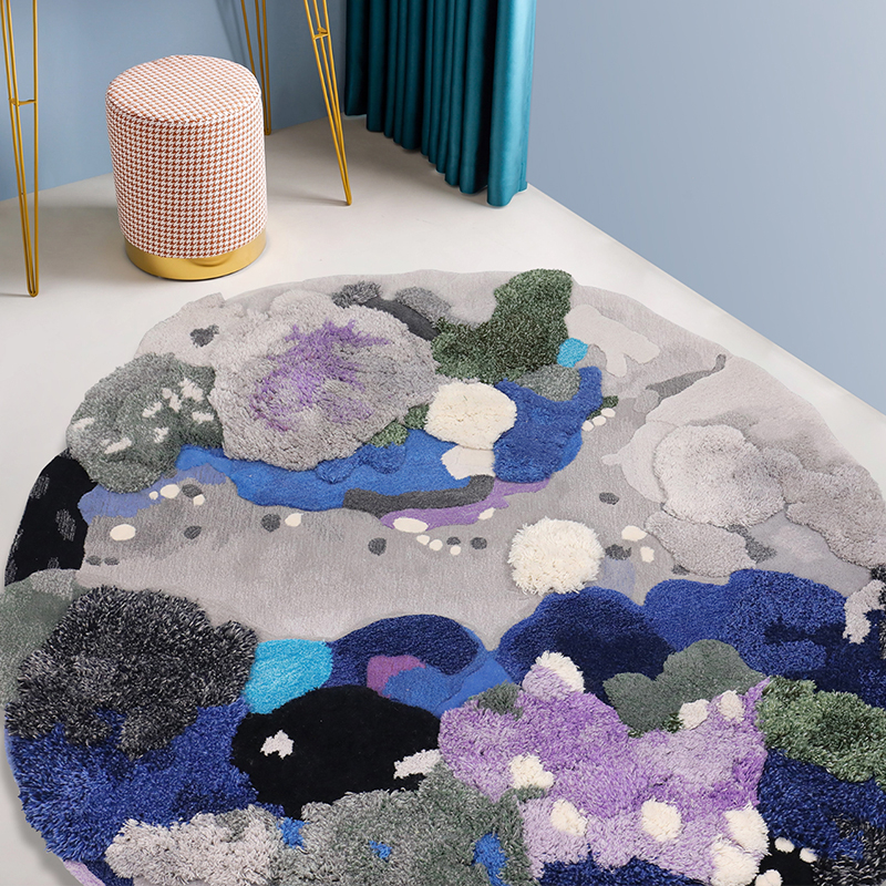 Purple Light Grey Blue Seaweed Floor Carpets