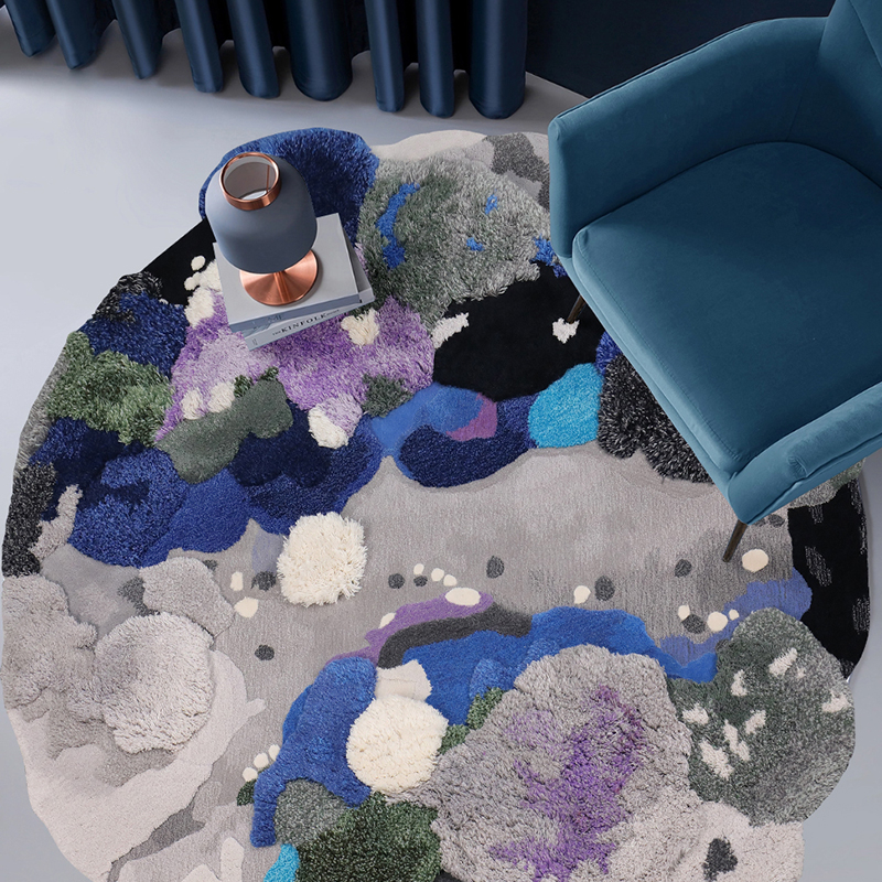 Purple Light Grey Blue Seaweed Floor Carpets